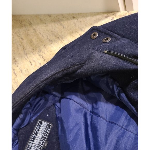 MEMBERS ONLY Lined Wool Jacket SIZE 40 Blue Vintage Zip Front - Picture 4 of 12